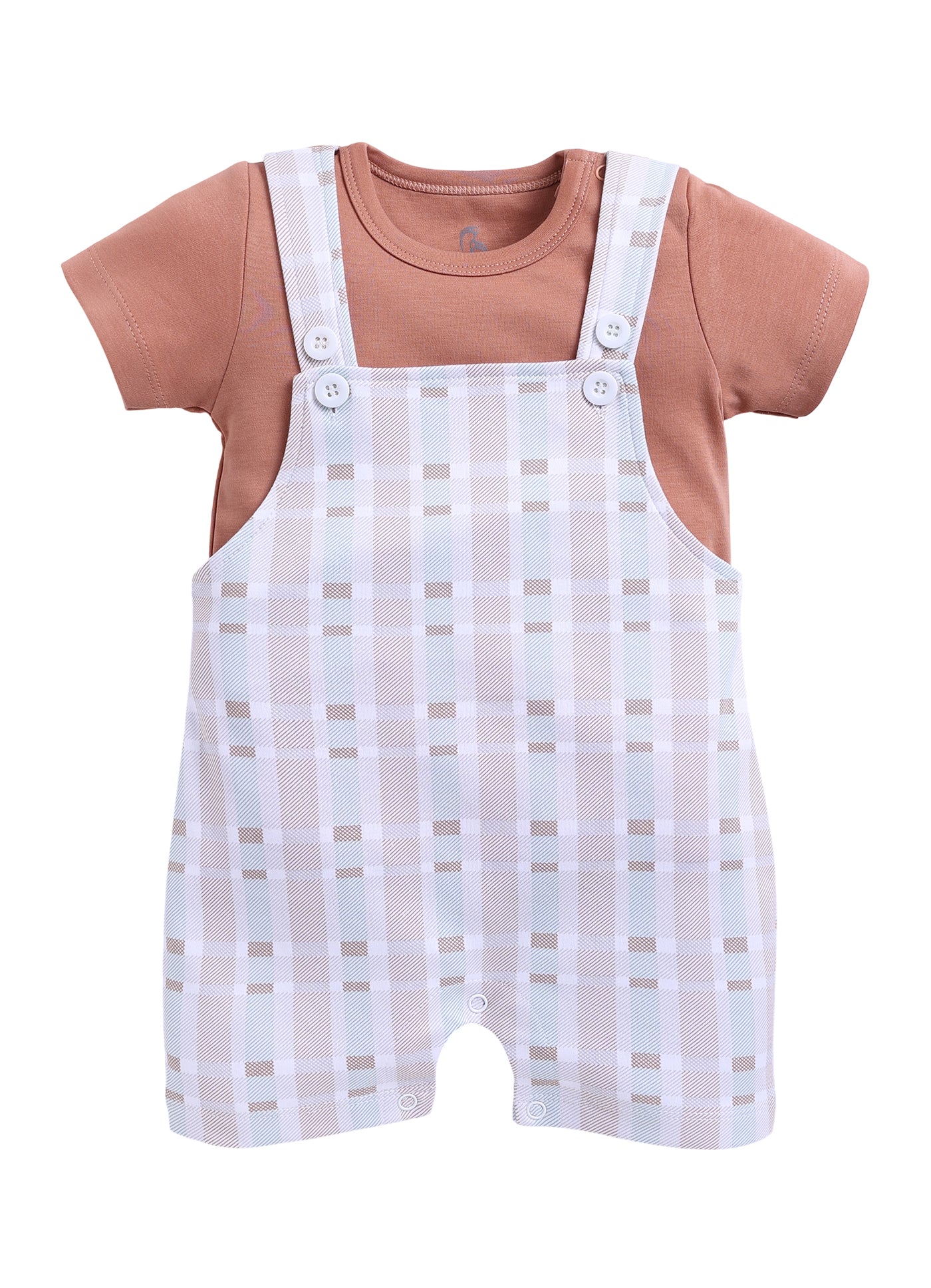 Half Sleeve Dungaree for Boys - Tan