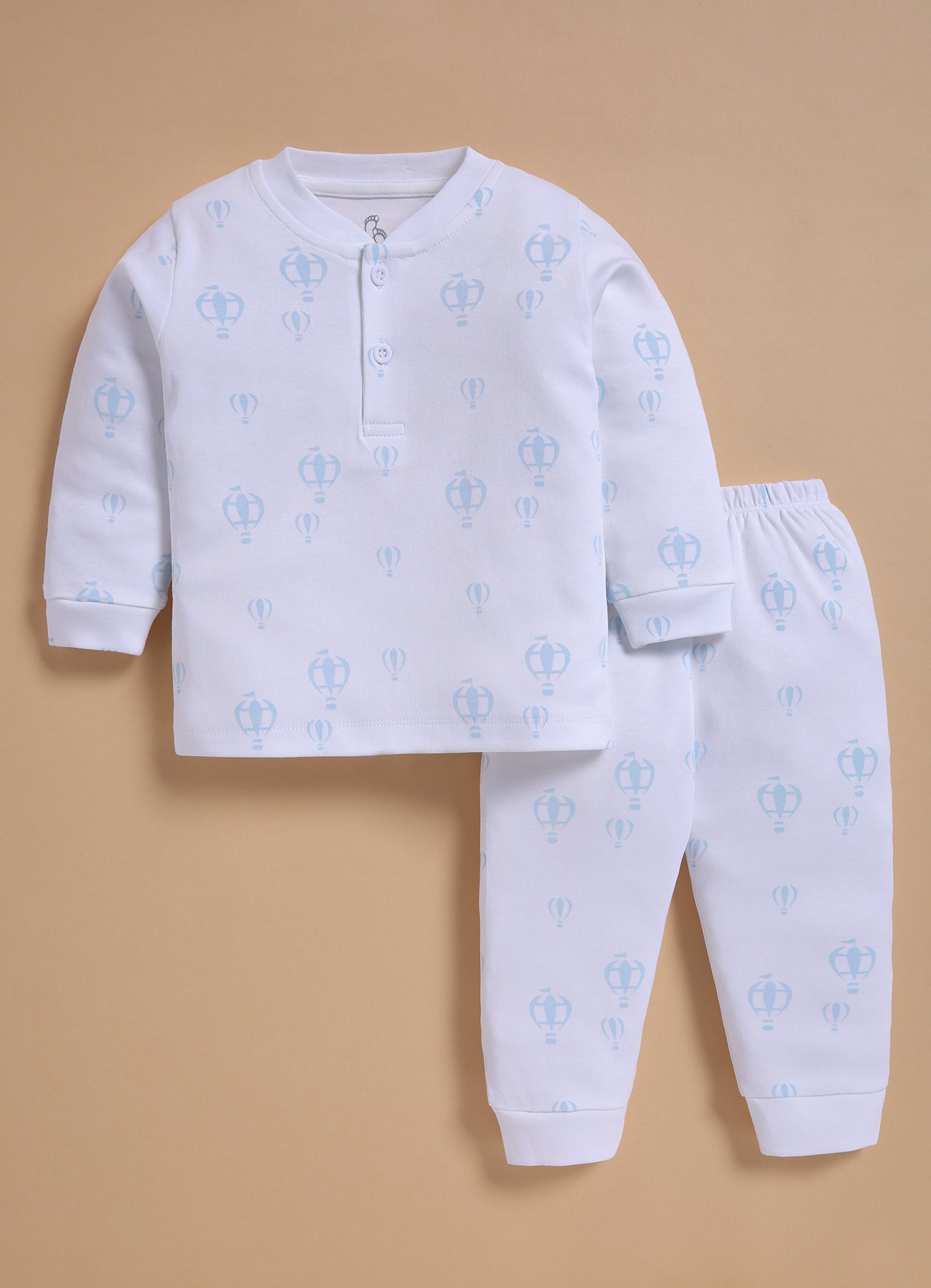 Full-Sleeve Top & Bottom For Boys - White Sky Balloon
