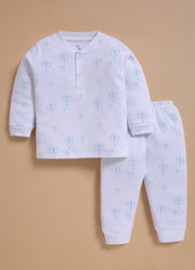 Full-Sleeve Top & Bottom For Boys - White Sky Balloon