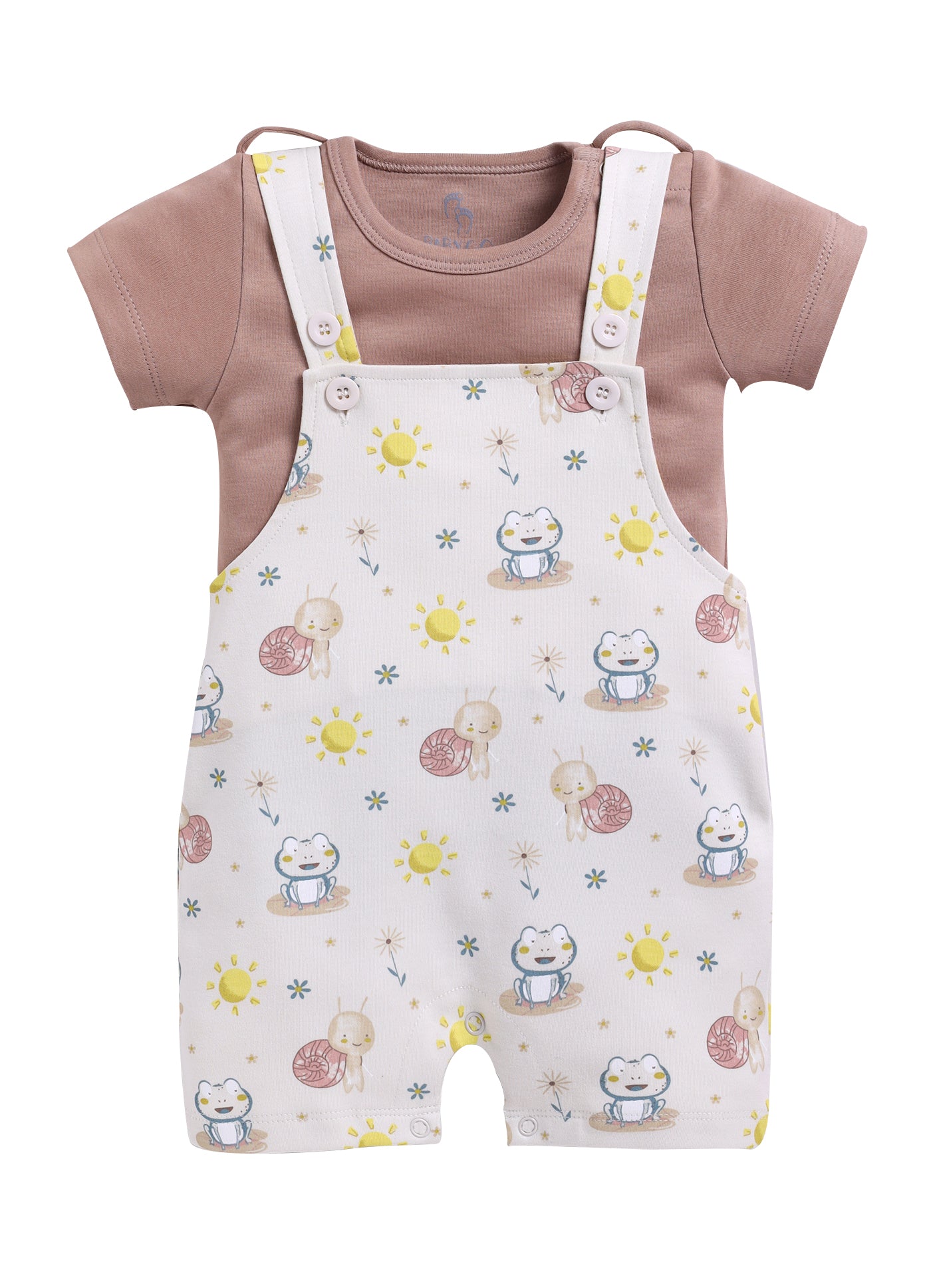 Half Sleeve Dungaree for Boys - Beige
