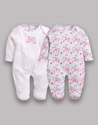 BabyGo 100% Cotton Rompers/Sleepsuits/Jumpsuit/Night Suits for Baby Boys & baby Girls, New-Born, infants, Pack of 2 Combo
