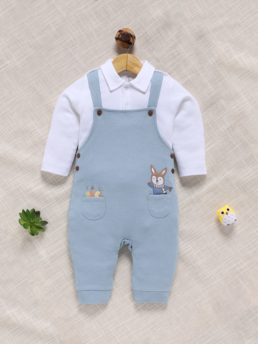 Dungaree - Cream Bunny Waffle