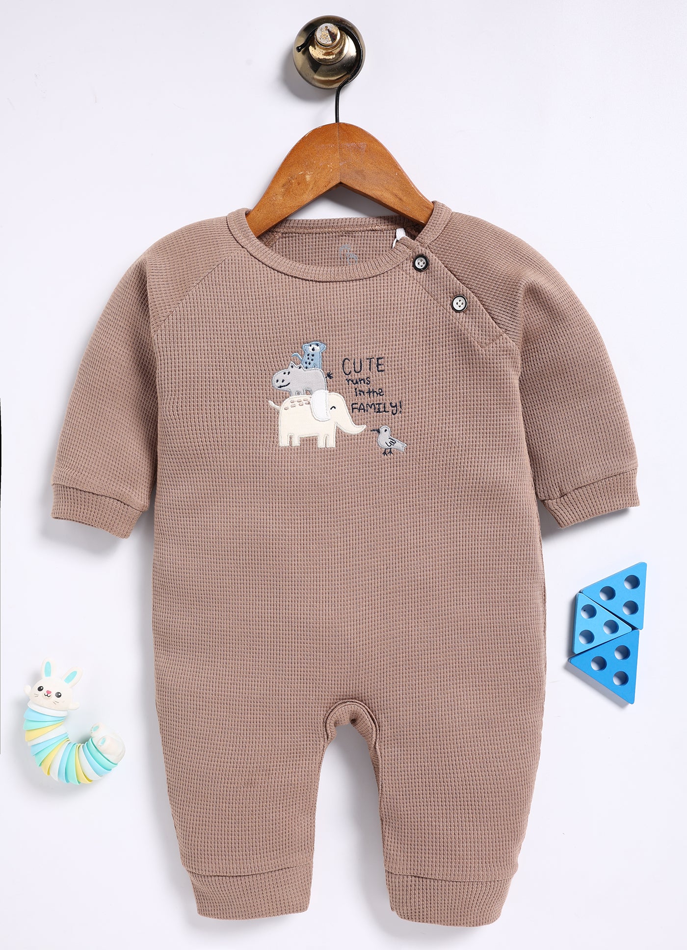 Full Sleeve Romper for Boys – Pastel Brown Cute Family