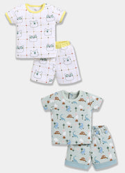 Half Sleeve Top & Bottom for Boys - Pista Green & Green