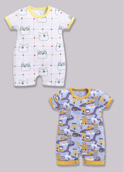 Half Sleeve Romper for Boys - Yellow & Green