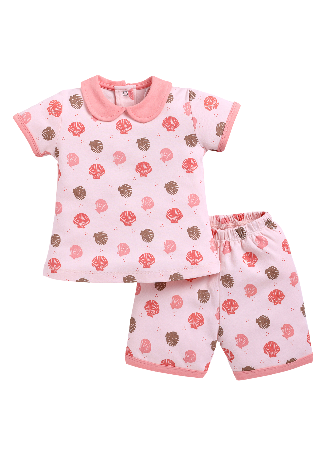 Half Sleeve Top & Bottom for Girls - Coral