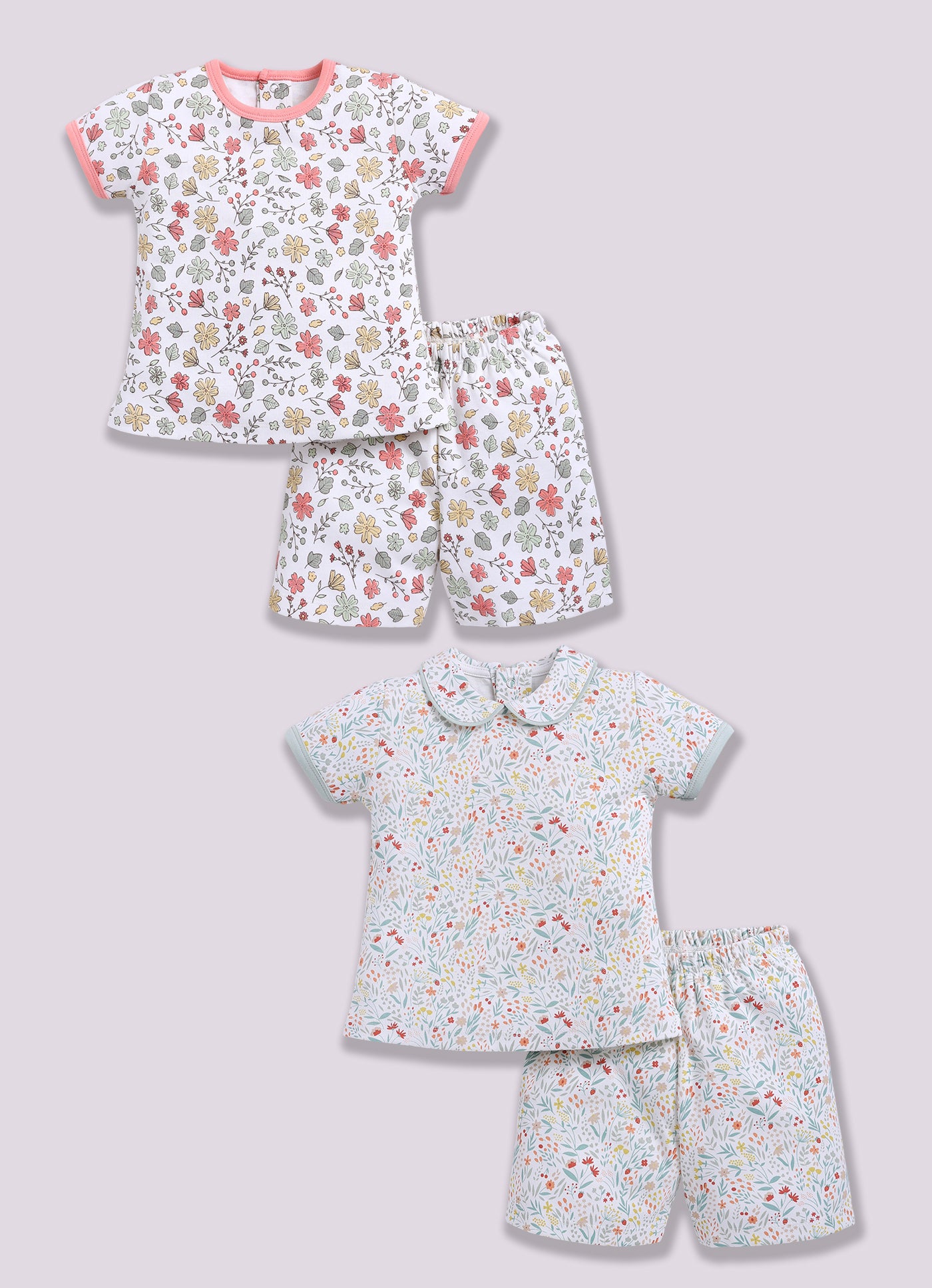 Half-Sleeve Top & Bottom For Girls - Mint & Teal