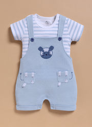Half Sleeve Dungaree for Boys – Sky Blue Cute Tiger