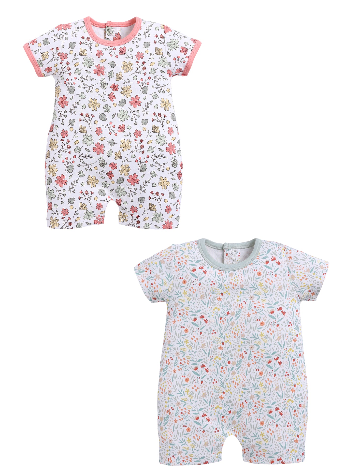 Half Sleeve Romper for Girls - Mint & Teal