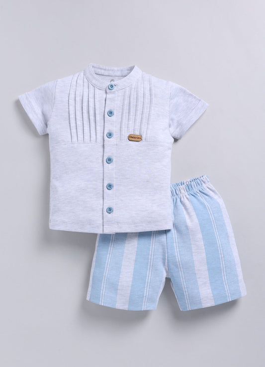 Baby Boy Designer Half T Shirt & Short Set-Dolphine Blue