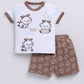 Little Dragon Baby Boy Half T Shirt & Short Set-Brown