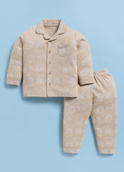 Full-Sleeve Nightsuits for Boys - Beige Dino World