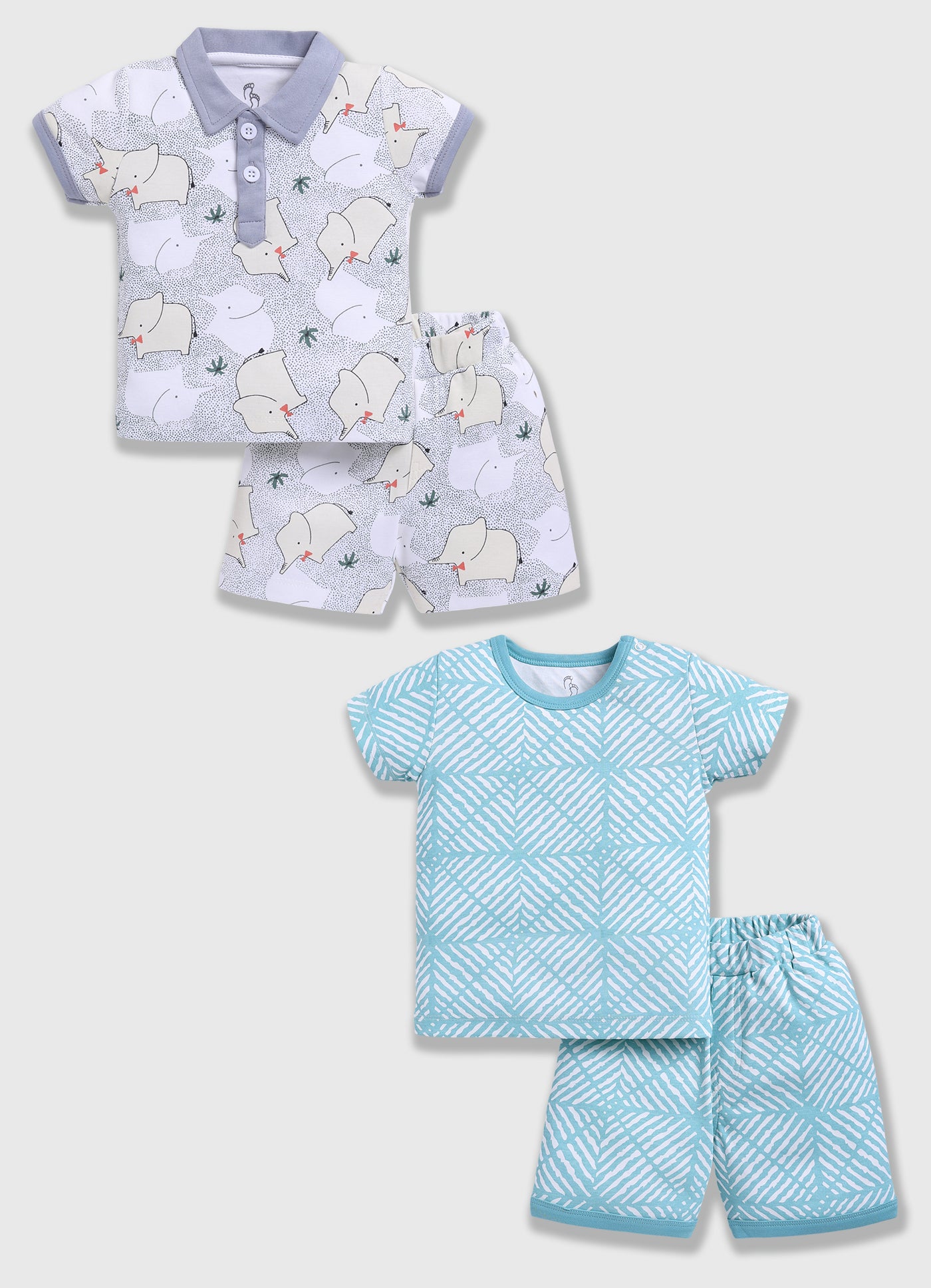 Half Sleeve Top & Bottom for Boys - Light Green & Sea Green