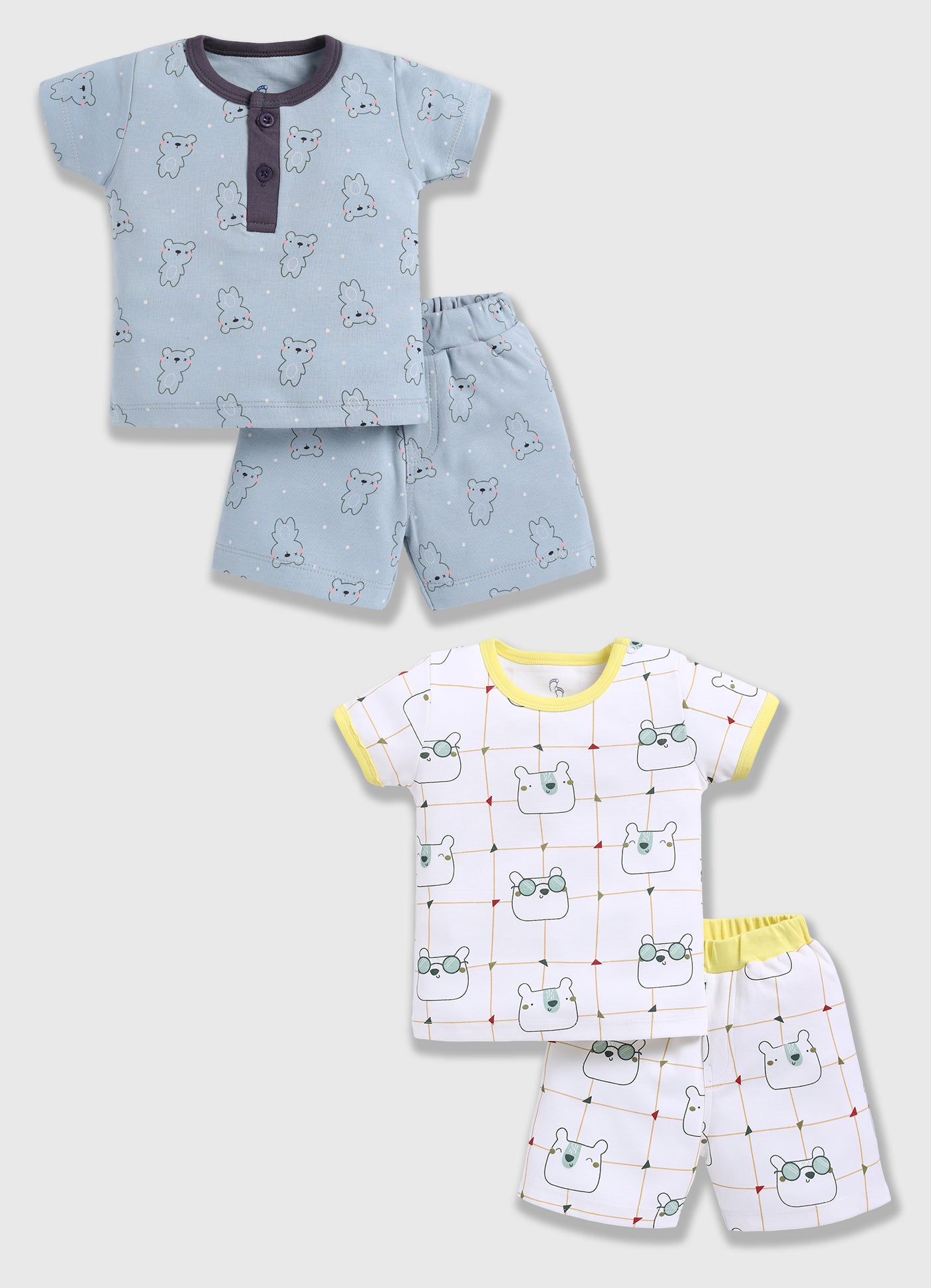 Half Sleeve Top & Bottom for Boys - Slate Grey & Green