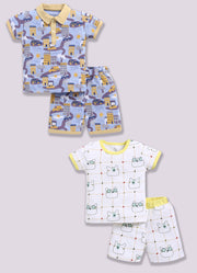 Half Sleeve Top & Bottom for Boys - Yellow & Green