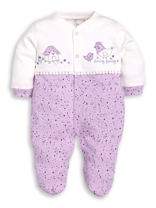 BABY GO 100% Pure Cotton Full Sleeves Rompers/Bodysuit/Sleepsuit for Baby Girls- PURPLE