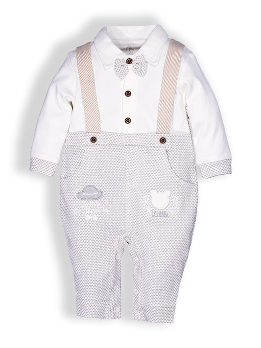 Romper with a bow for Baby Boy-GREY