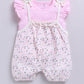 Baby Girl Light Green Floral Romper with Bows-PINK