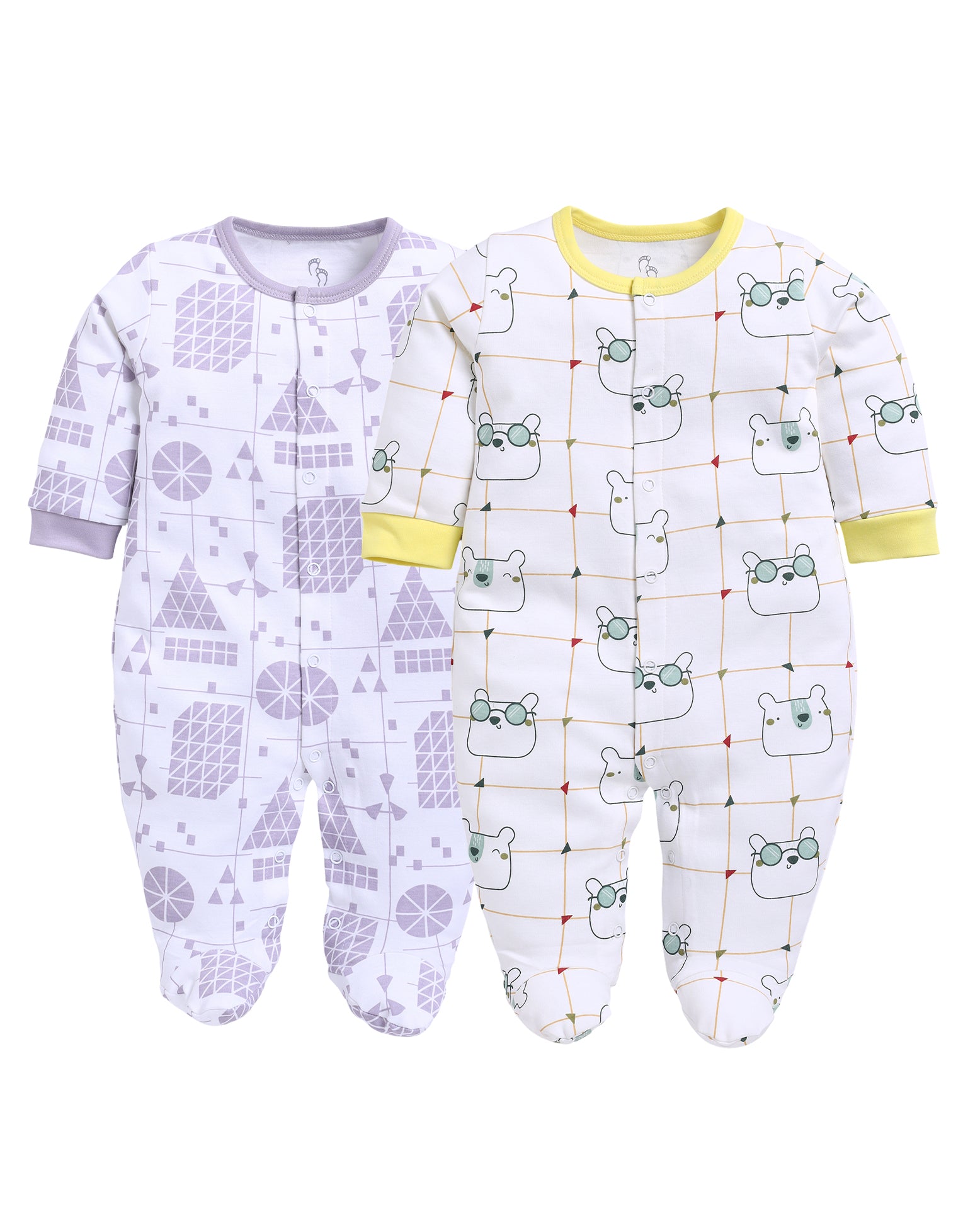 Full Sleeve Romper for Boys - Off-White & Green