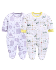 Full Sleeve Romper for Boys - Off-White & Green