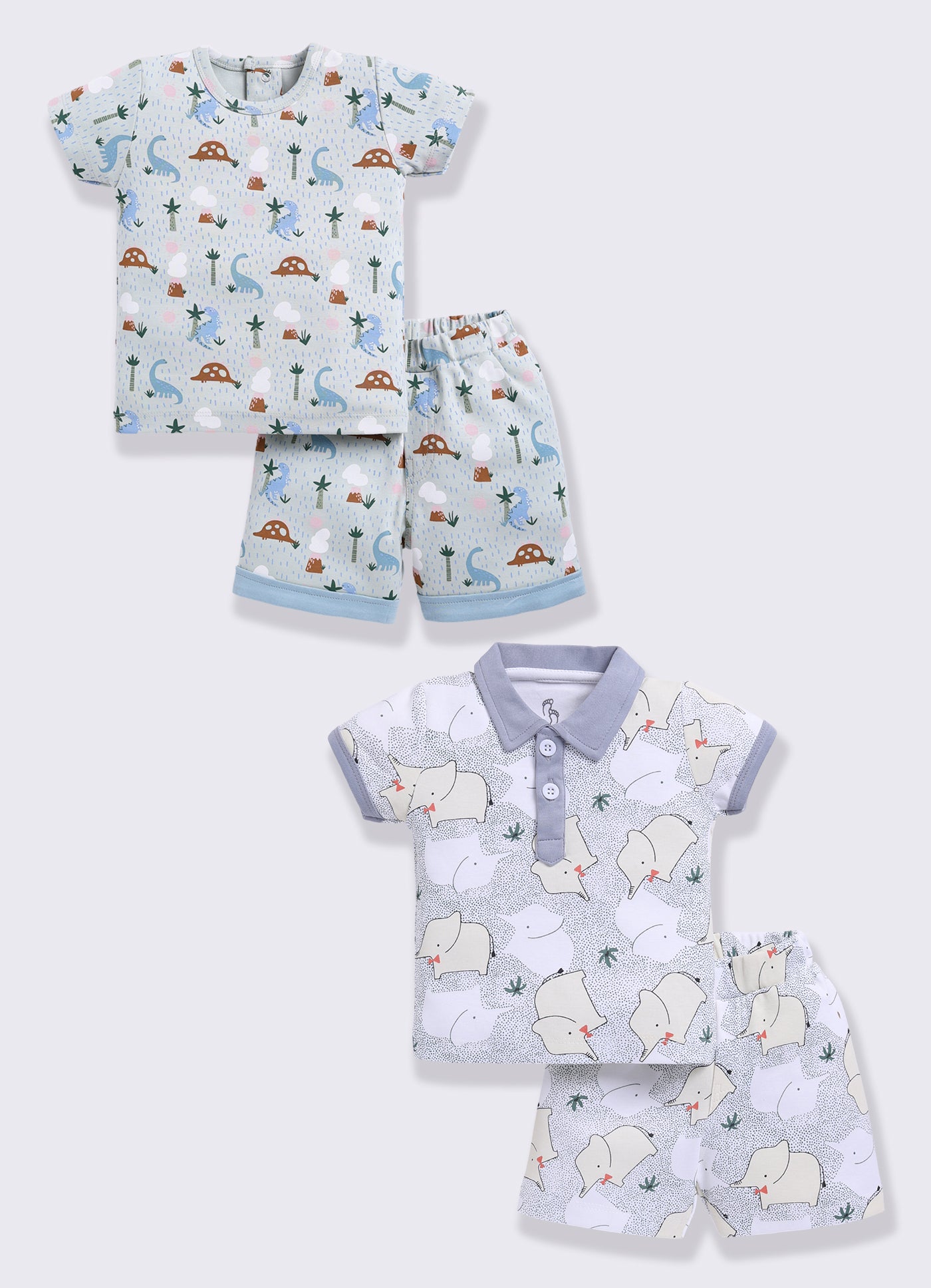 Half Sleeve Top & Bottom for Boys - Pista Green & Light Green