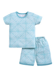 Half Sleeve Top & Bottom for Boys - Sea Green