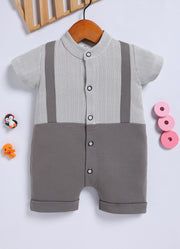 Half-Sleeve Romper for Boys – Grey with Suspender
