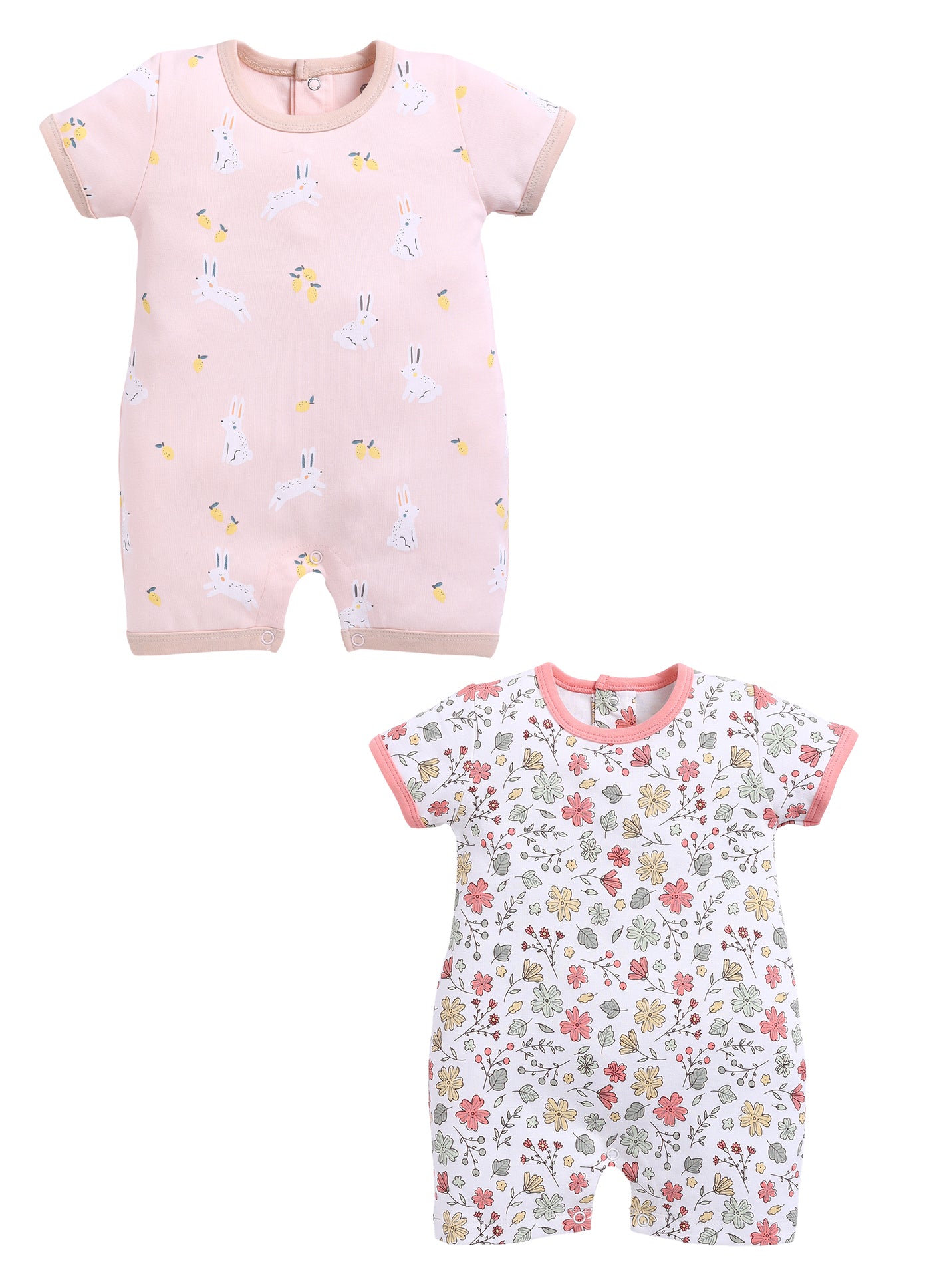 Half Sleeve Romper for Girls - Teal & Rose