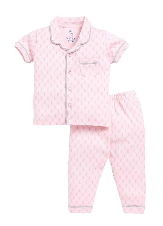 Baby Girl Comfy Half Sleeves Night Suit-LEMON YELLOW