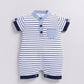 Baby Boy Striped Summer Romper - Navy