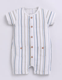Multi Color Striped Baby Boy Half Sleeves Romper-BEIGE
