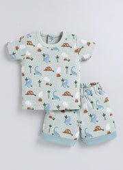 Half Sleeve Top & Bottom for Boys - Pista Green