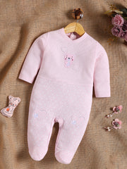 Full Sleeve Romper for Girls – Pink Waffle Knit
