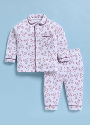 Full-Sleeve Nightsuits for Girls - Purple Floral Charm