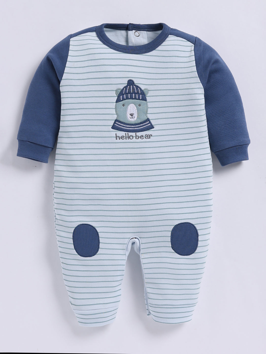 Full Sleeve Romper for Boys – Blue Striped