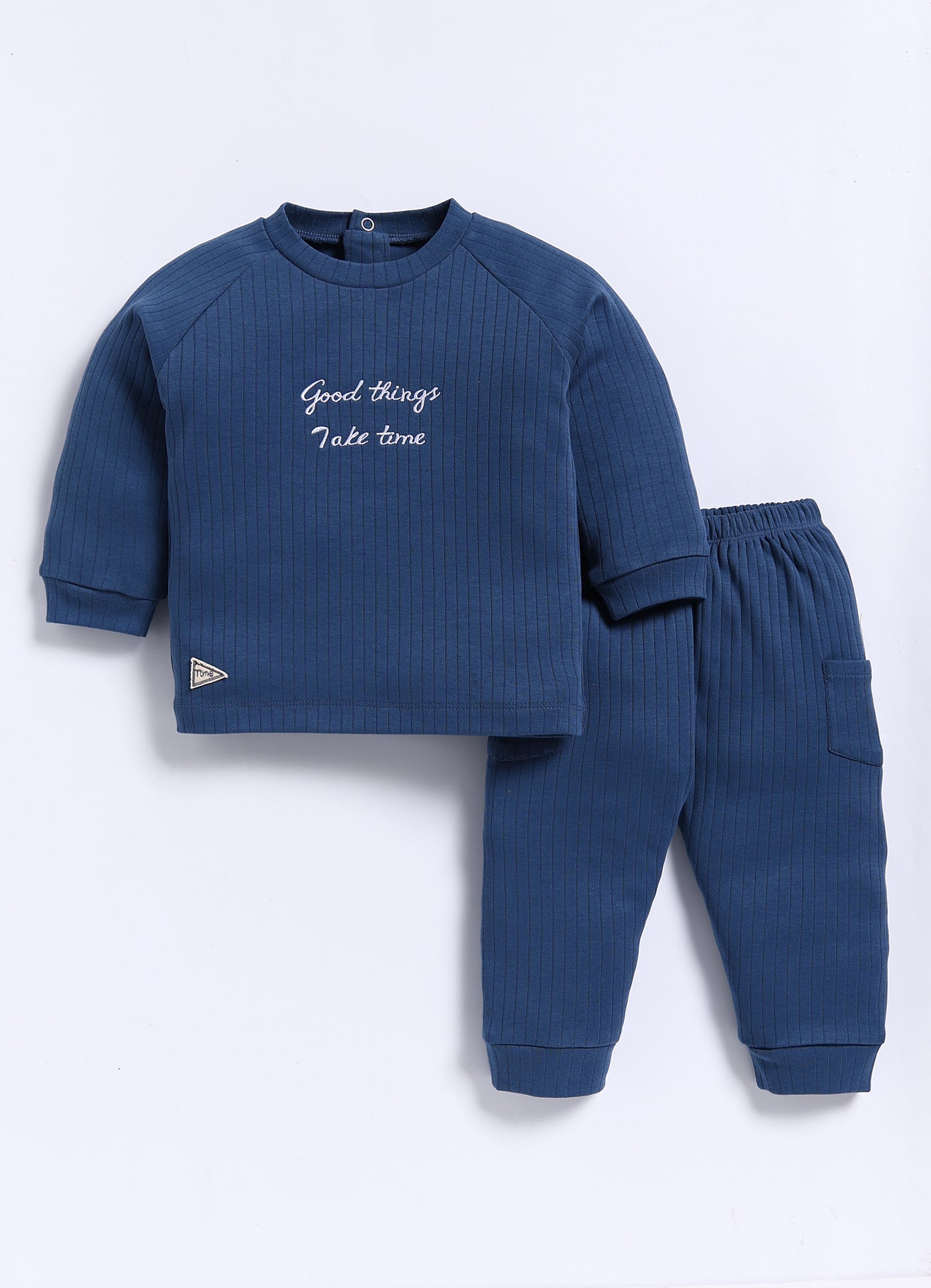 Full-Sleeve Top & Bottom Set for Boys – Navy Blue Good Things