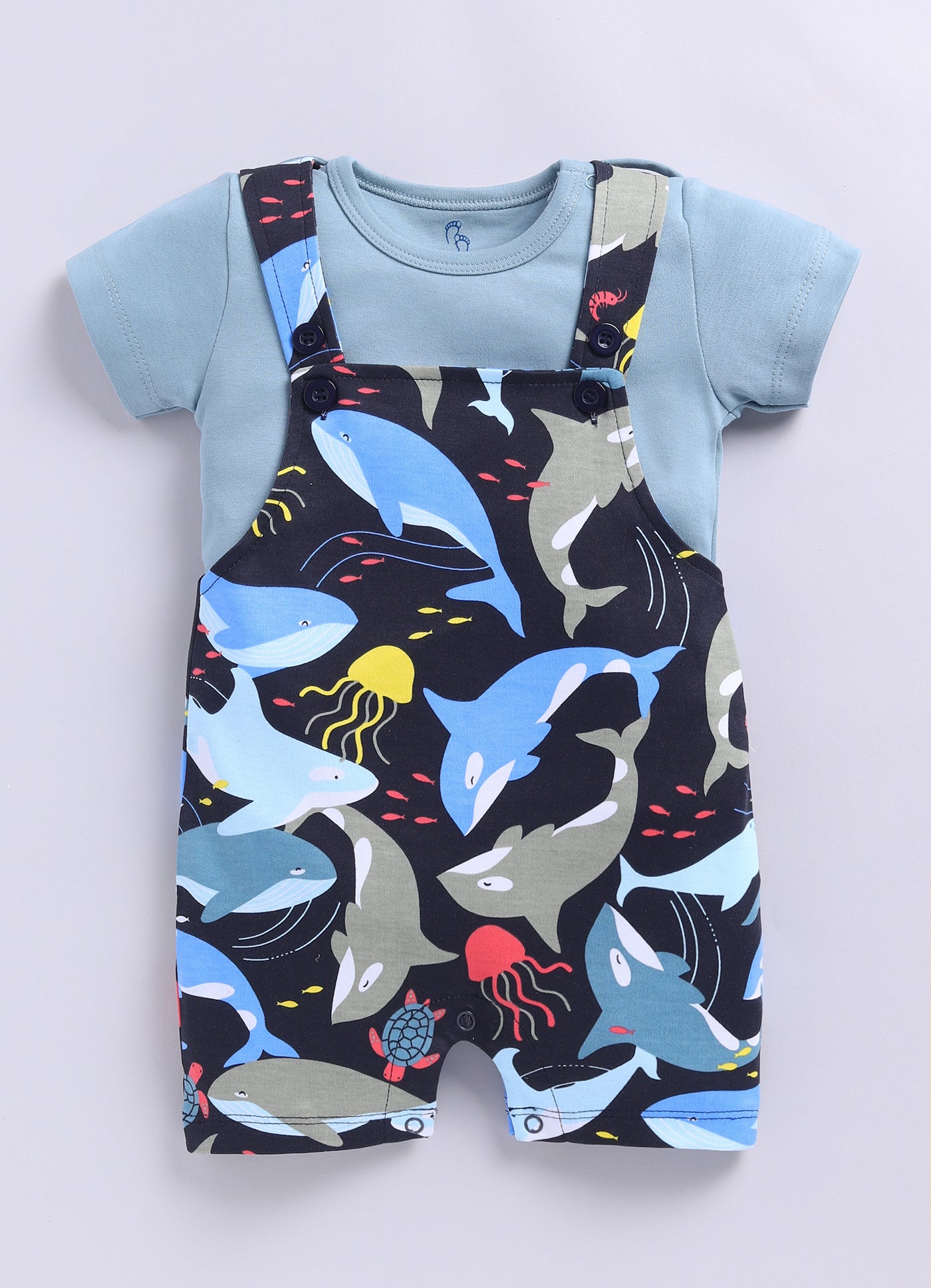 Half Sleeve Dungaree for Boys - Navy