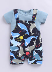 Half Sleeve Dungaree for Boys - Navy