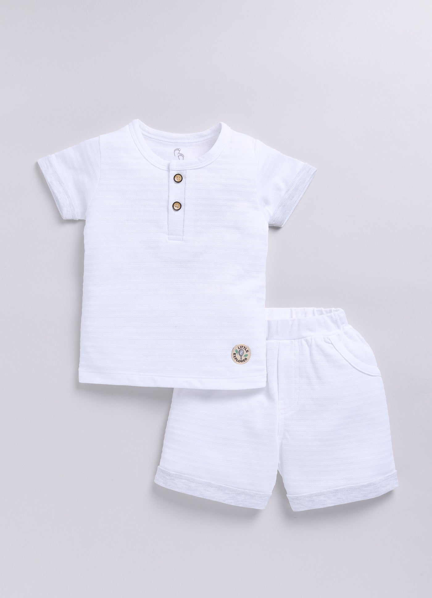Baby Boy Little Explorer Half T Shirt & Short Set-Gray