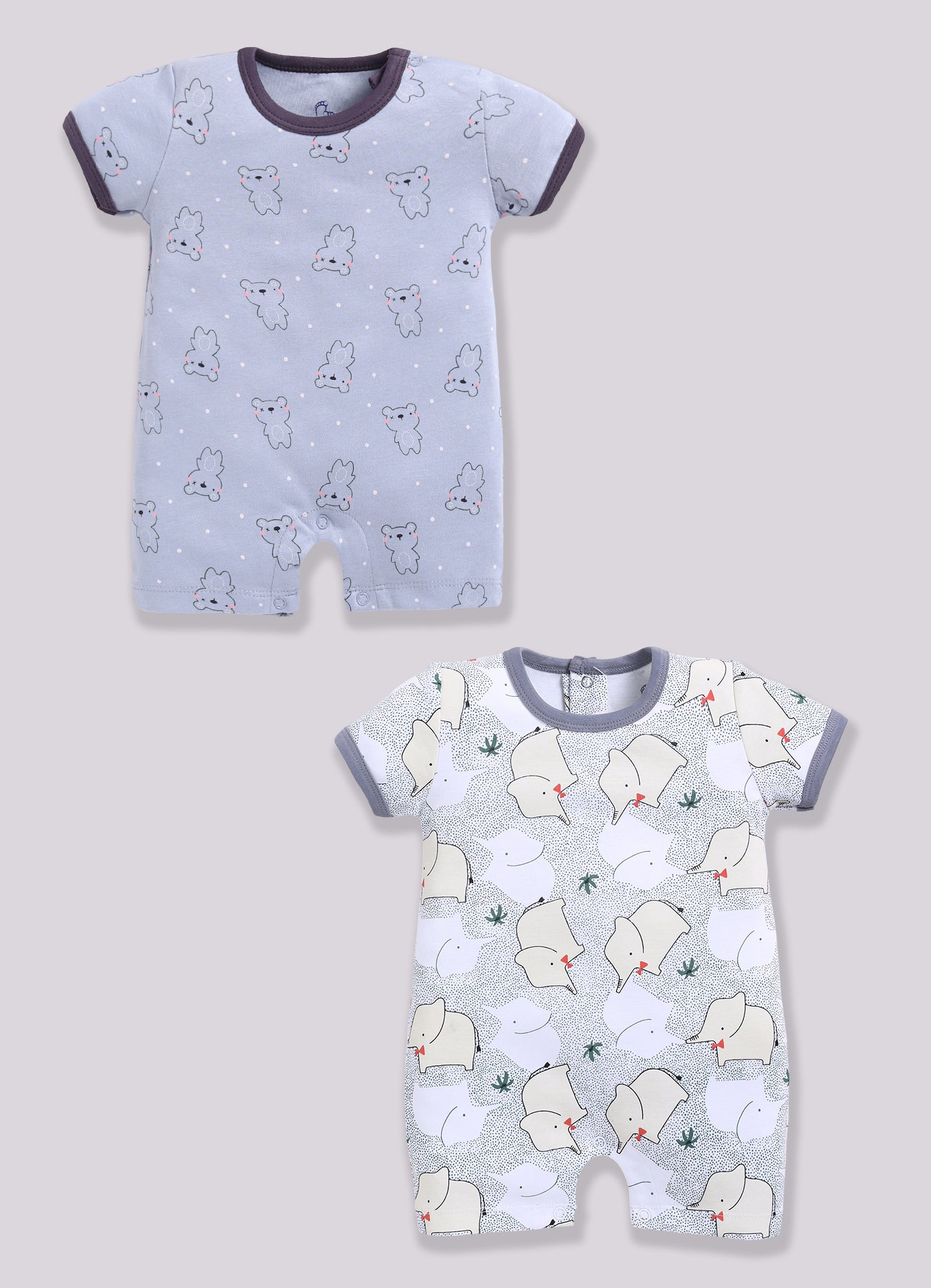 Half Sleeve Romper for Boys - Slate Grey & Light Green