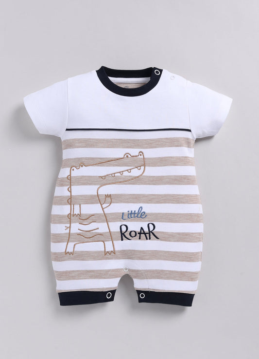 Little Roar Cute Crocodile Baby Boy Romper-Light Brown