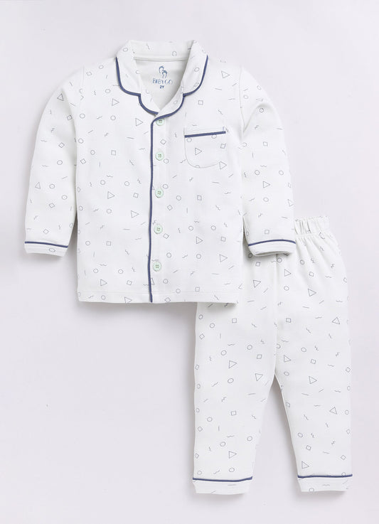 Baby Boy Printed Full Sleeve Night Suit-SKY BLUE