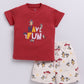 Baby Boy Have Fun printed Half T-Shirt and Shorts Set-Red