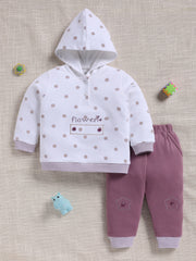 Top & Bottom for Girls - Purple Floral Print Hoodie & Trousers Set