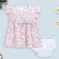 Baby Girl Floral Print Ruffle Sleeve Dress & Panty Set-MOUVE