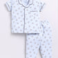 Bear Printed Baby Girl Half Sleeves Night Suit-Sky
