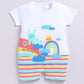 Baby  Boy Great Moment Rainbow & Bunny Summer Romper-WHITE