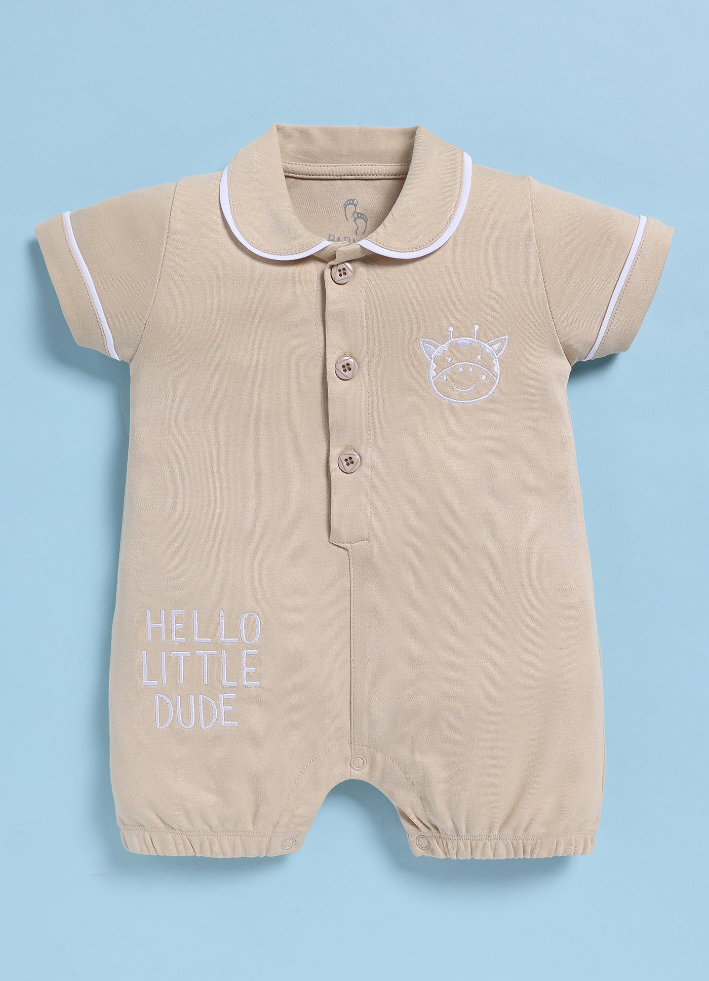 Half-Sleeve Romper for Boys – Light Brown Little Dude