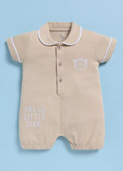 Half-Sleeve Romper for Boys – Light Brown Little Dude