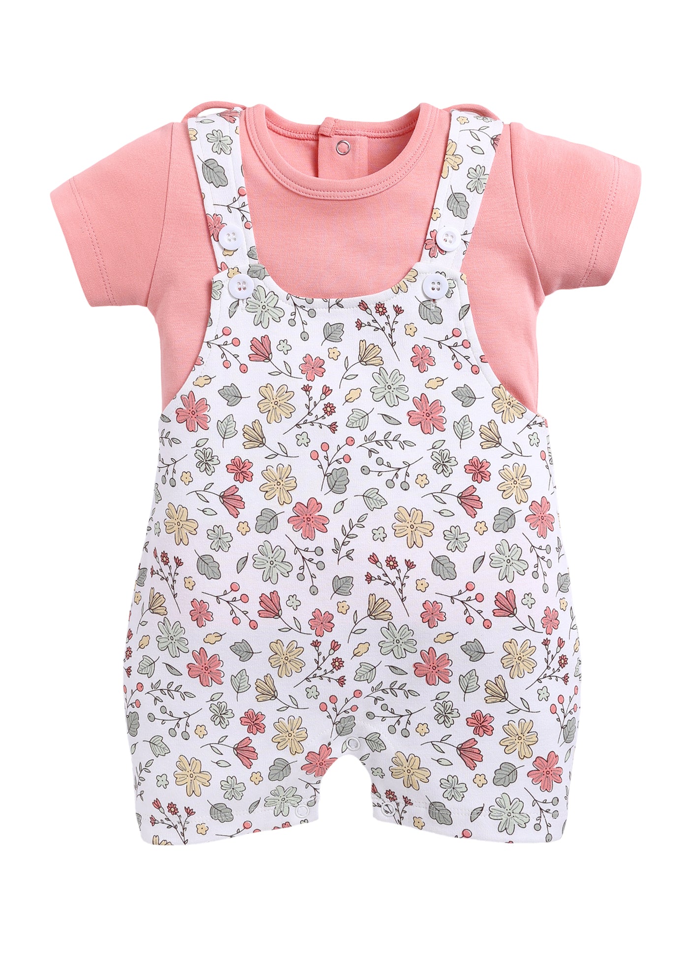 Half Sleeve Dungaree for Girls - Teal